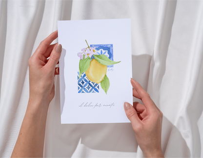 Capri Lemons Watercolor Art Prints-La Dolce Vita II