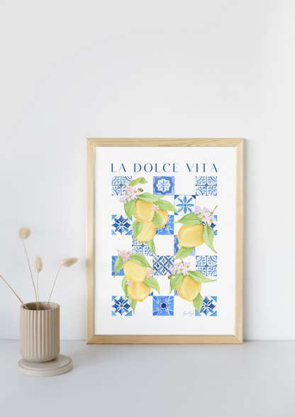 Amalfi Italy La Dolce Vita -  Lemons Watercolor Art Prints