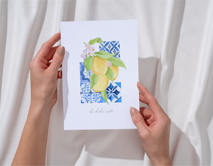 Capri Lemons Watercolor Art Prints-La Dolce Vita II