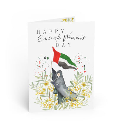 Happy Emirai women's day Handmade card with watercolor illustration